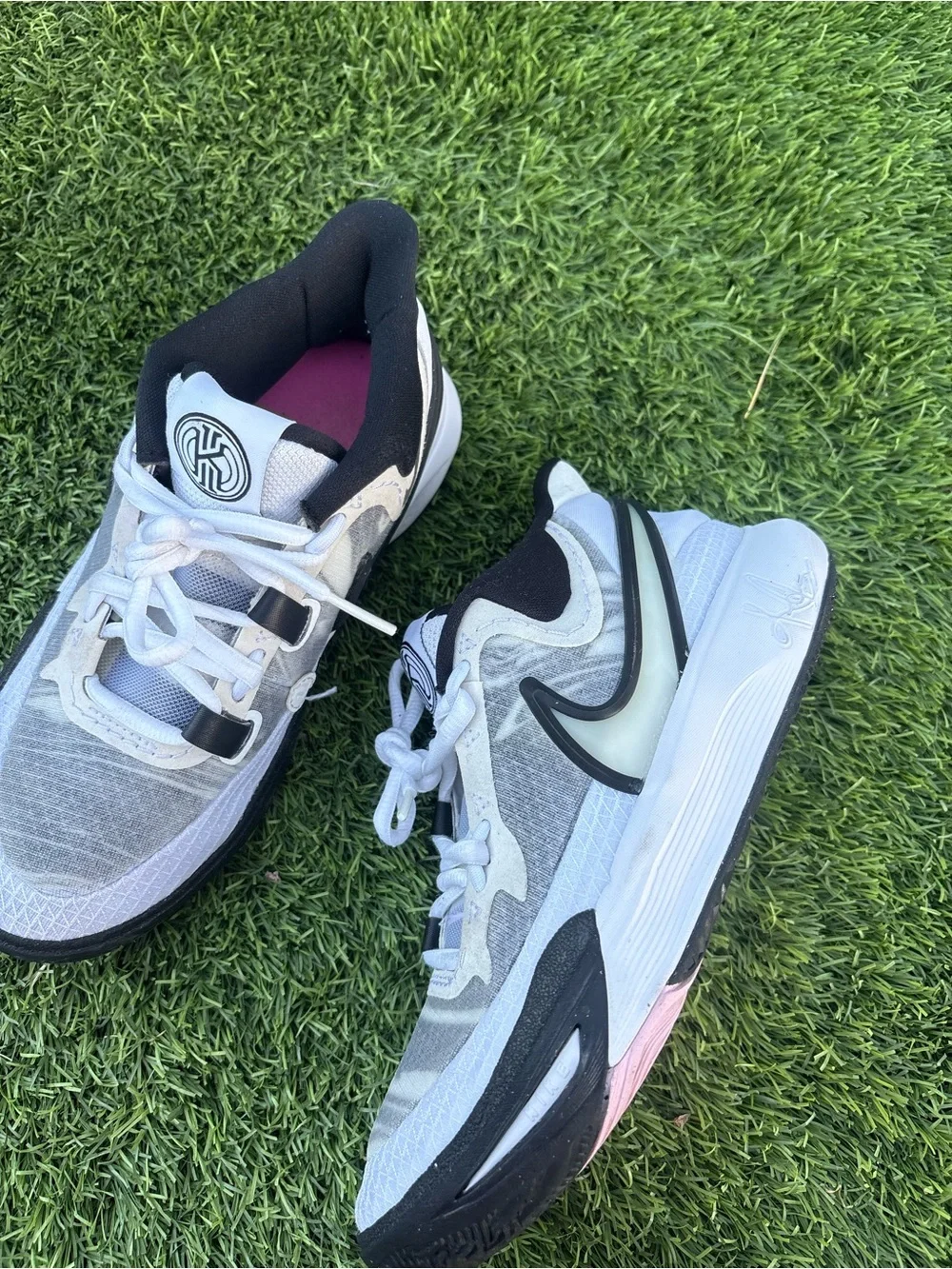Nike Kids Sneakers White Black Gray with Pink Accent size 3.5y